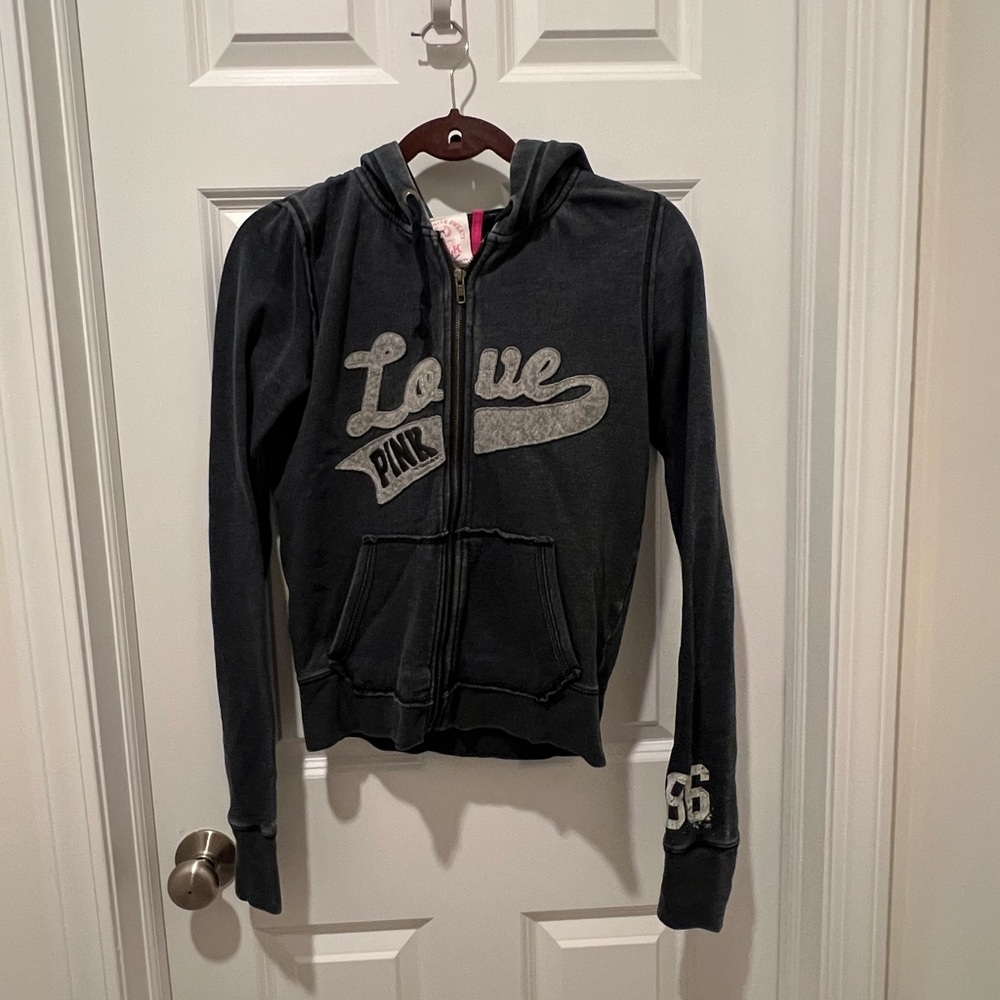 Victoria's Secret Zip Up Hoodie Jacket - Black and Gray